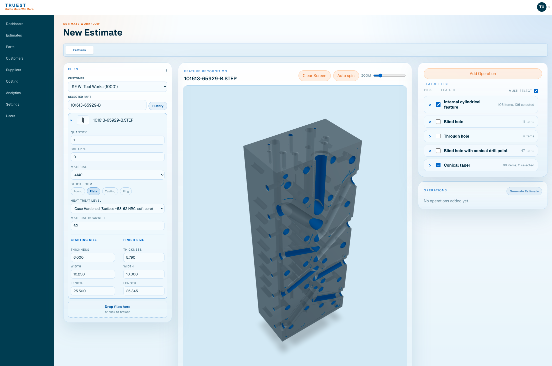 Truest estimate workflow